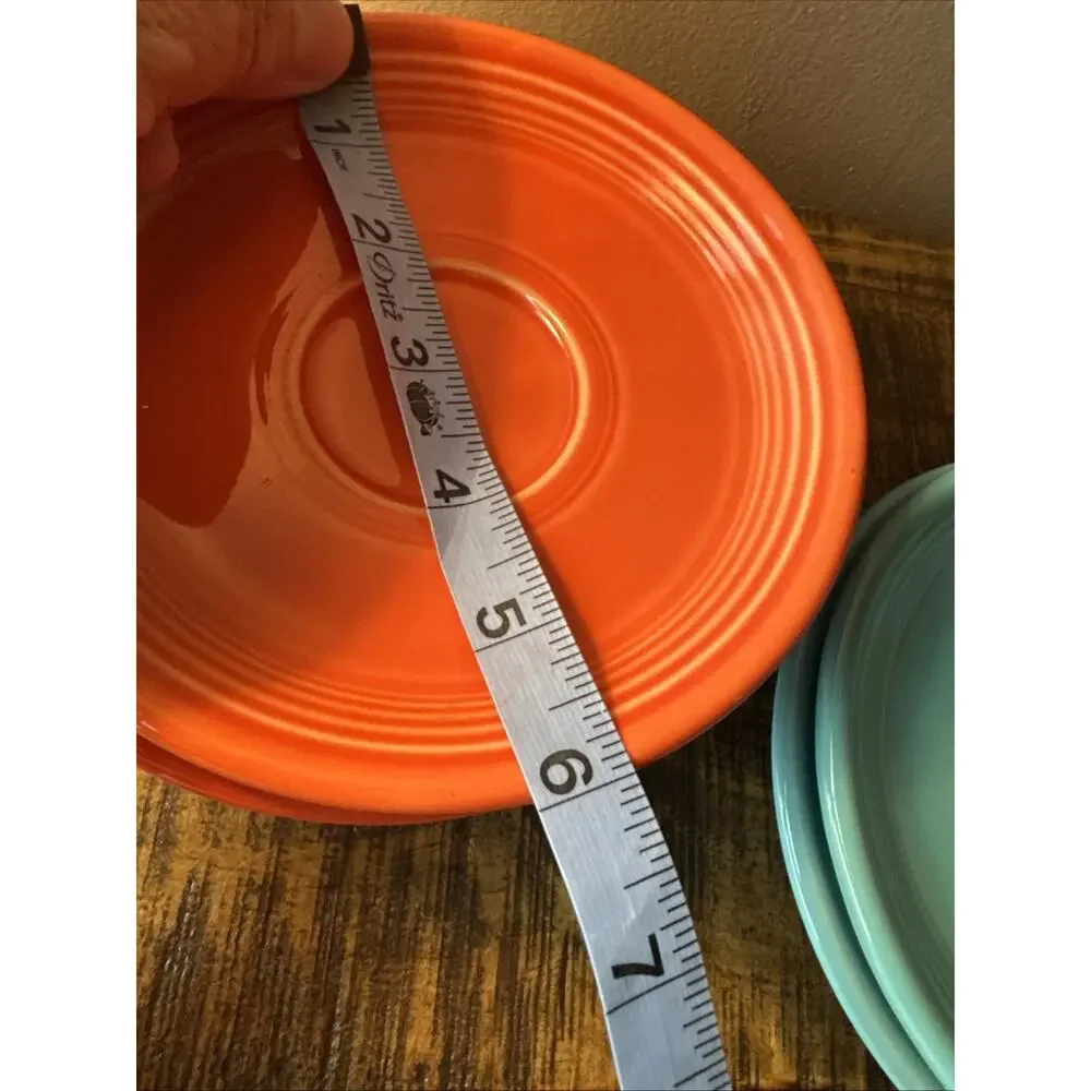 Fiestaware Homer Laughlin 6”cup Saucers Tangerine Orange Set of 4 Lead Free